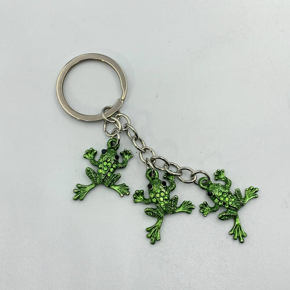 Evenchae Green Leaping Frogs Keychain with Gift Bag - 4.25 in Long