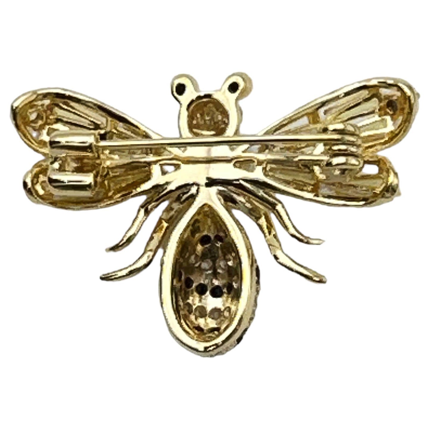 Elegant Bee Brooch Pin, Rhinestones & Faux Pearl, Gold-tone Alloy, Gift Bag