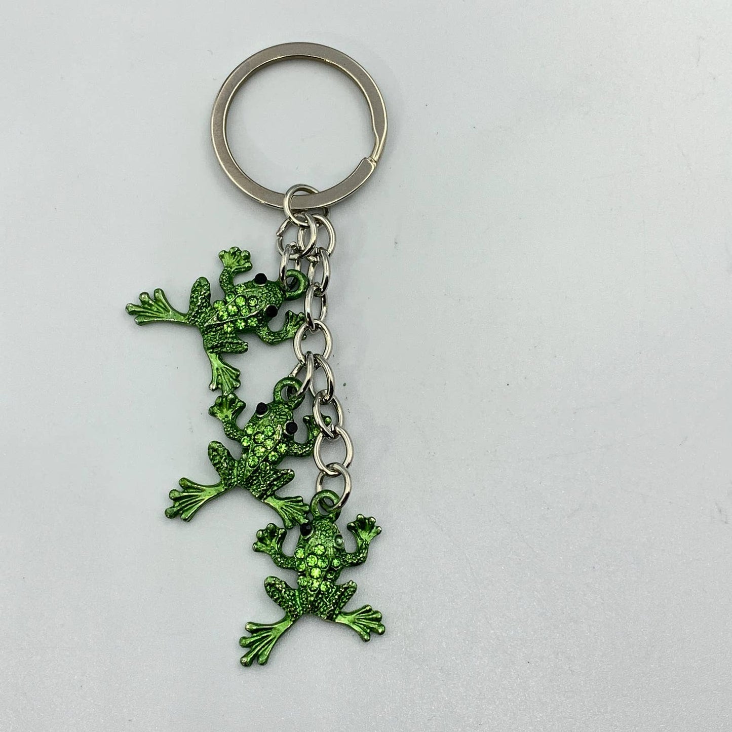 Evenchae Green Leaping Frogs Keychain with Gift Bag - 4.25 in Long