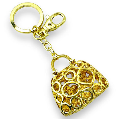 Articulated Queens Handbag Keychain, Rhinestones, Split Key Ring & Clip Gift Bag