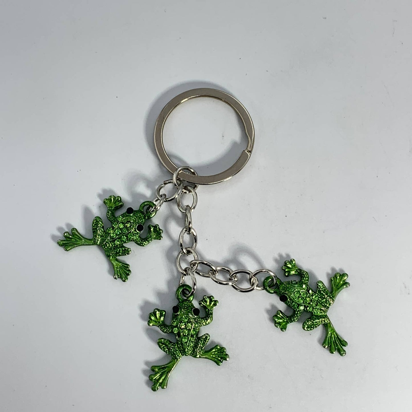 Evenchae Green Leaping Frogs Keychain with Gift Bag - 4.25 in Long