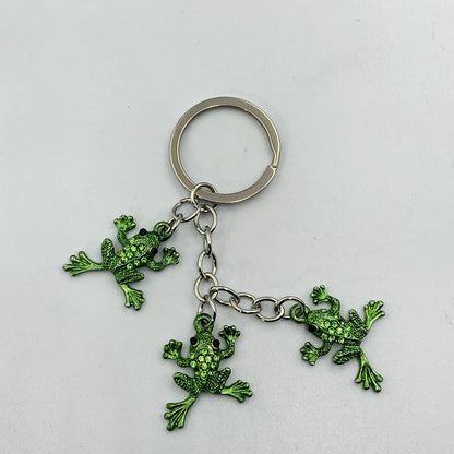 Evenchae Green Leaping Frogs Keychain with Gift Bag - 4.25 in Long