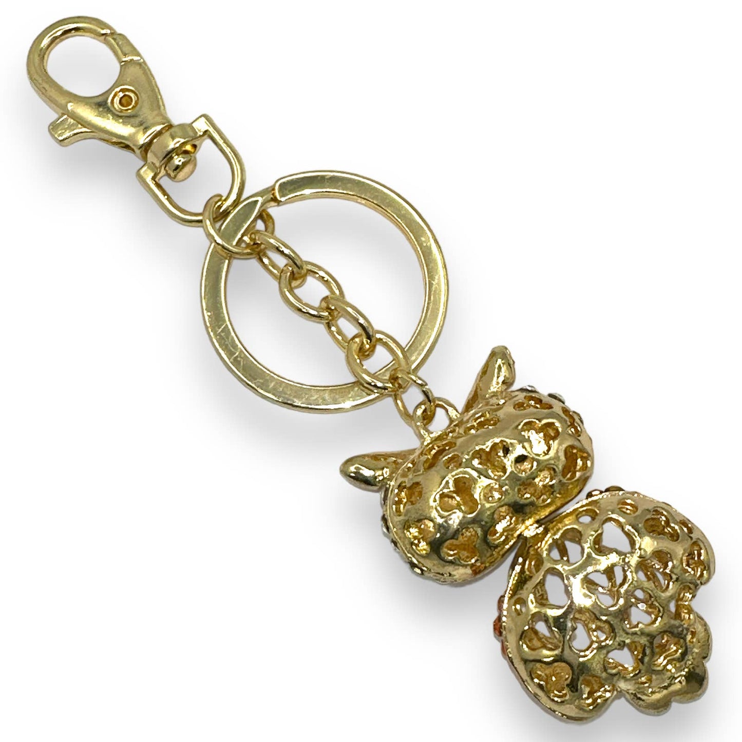 Articulated Owl Keychain w/ Rhinestones, Split Key Ring & Clip, w/ Gift Bag