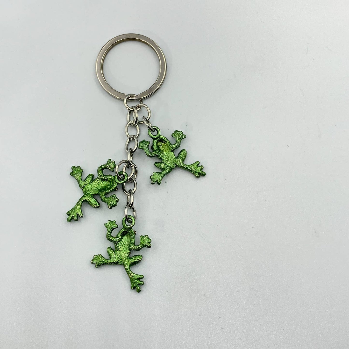 Evenchae Green Leaping Frogs Keychain with Gift Bag - 4.25 in Long