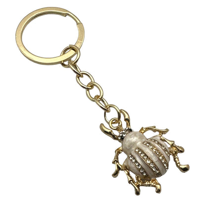 Evenchae Cute Beetle Bug Keychain, Faux Pearls & Rhinestones, 3.5"L