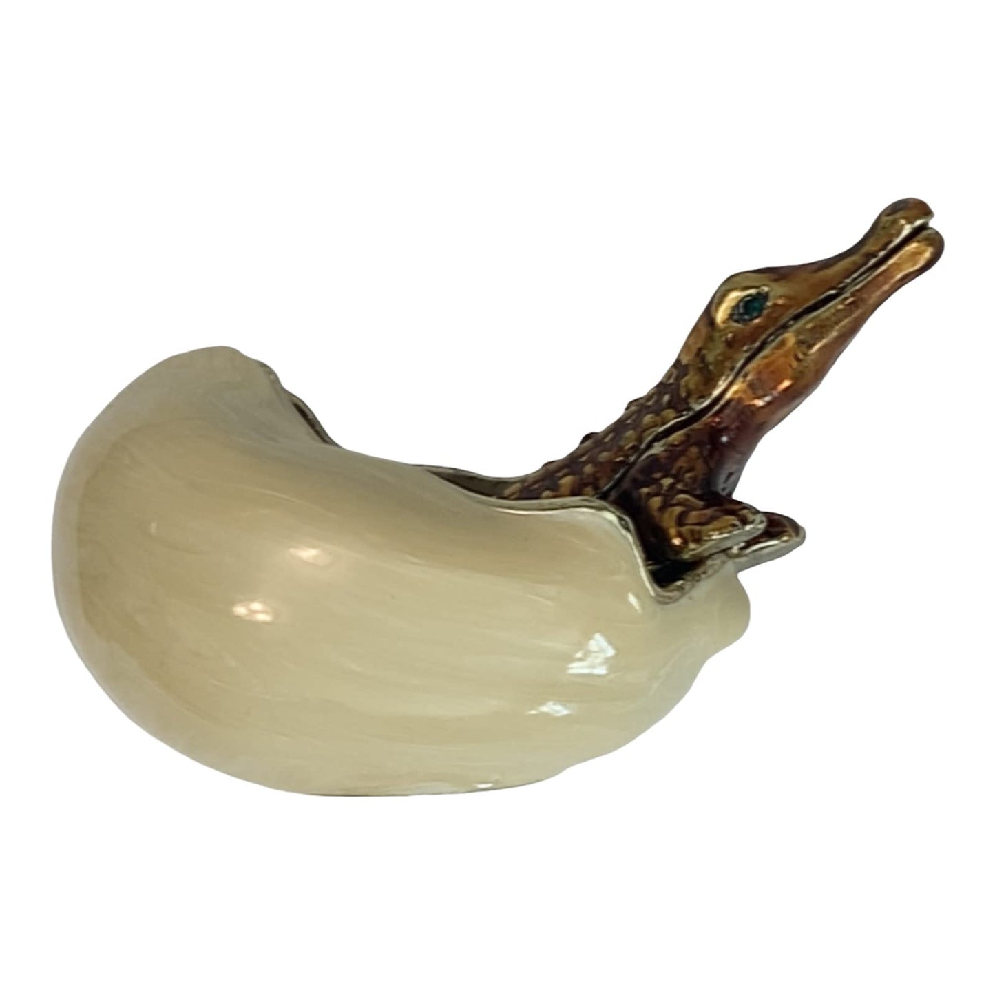 Value Arts Enameled Hatching Alligator and Egg Trinket Box, 2.75 Inches Long