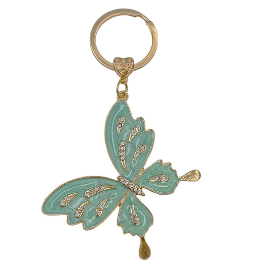 Evenchae Butterfly with Rhinestones, Fabric Gift Bag, Split Keyring, 3.75"L