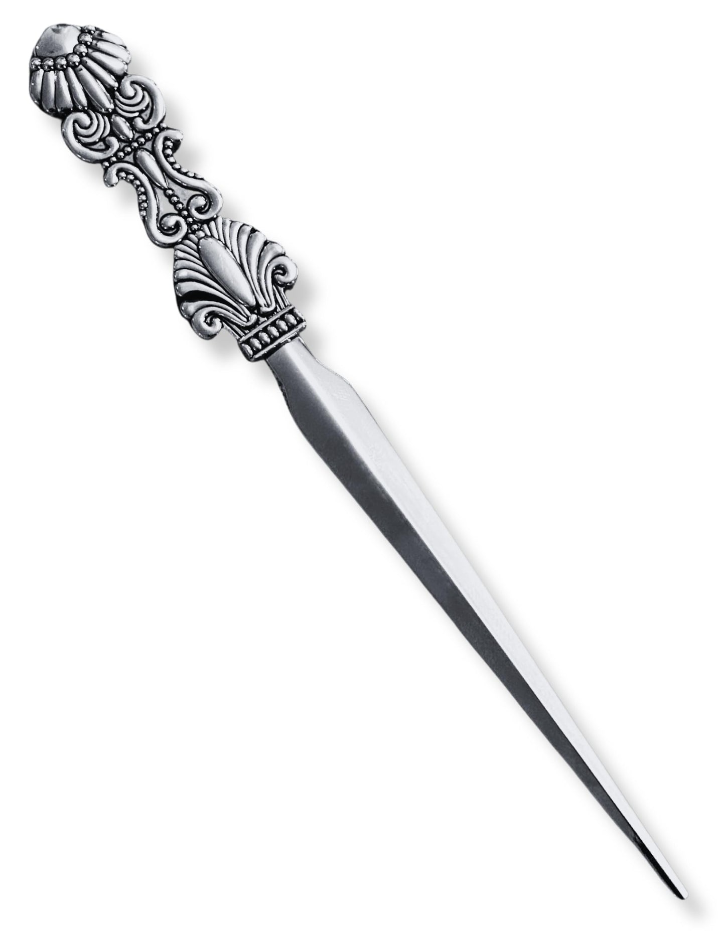 Evenchae Classic Embossed Letter Opener, Silver - Gift Box - 7.25 in