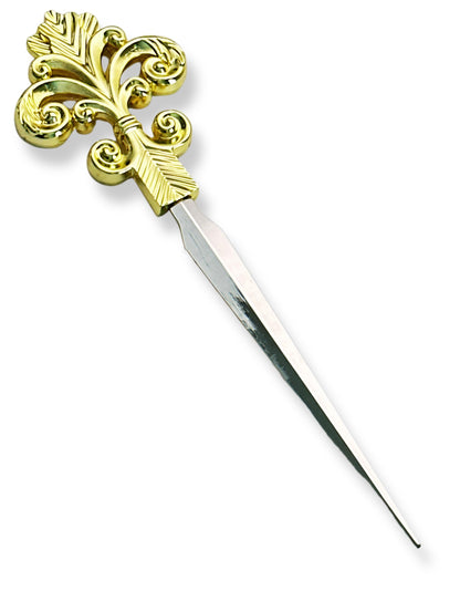 Evenchae Fleur De Lis Letter Opener, Gold & Silver, Gift Box - 7.25 in