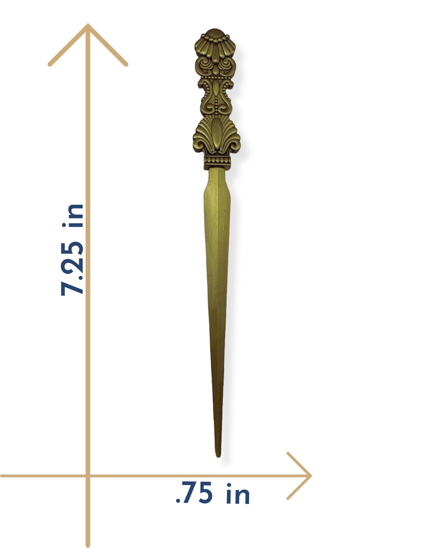 Evenchae Classic Embossed Letter Opener - Antique Gold - Gift Box - 7.25 in