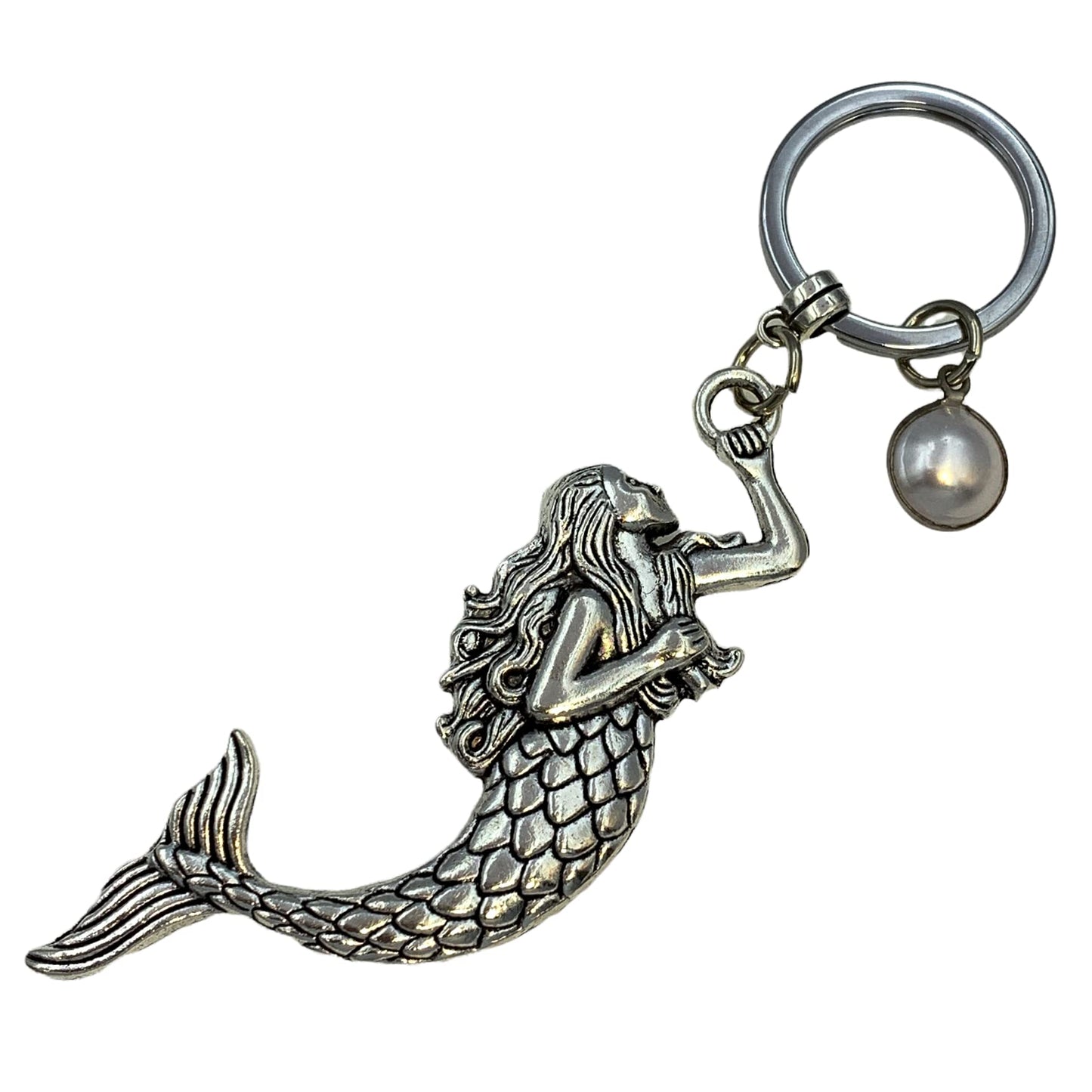 Evenchae Mermaid & Dolphin Keychain Set 2, Split Keyring, Silver-tone, Gift Bag