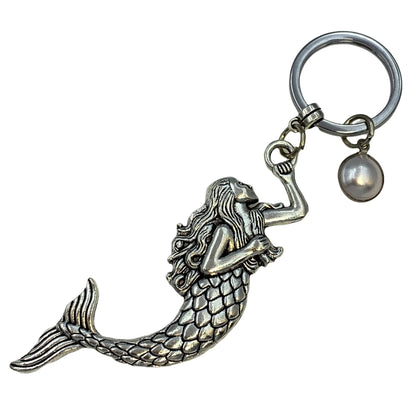 Evenchae Mermaid & Dolphin Keychain Set 2, Split Keyring, Silver-tone, Gift Bag