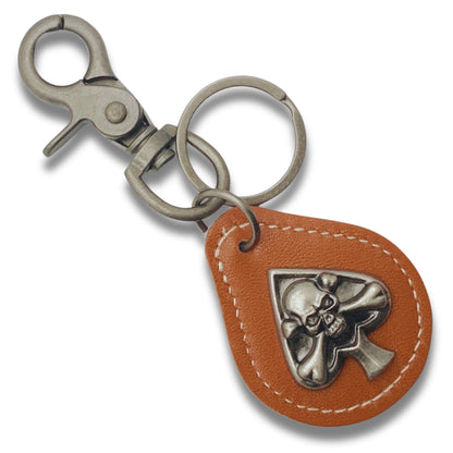 Evenchae Leather Keychain - Skull Medallion Concho - Gift Bag - Unisex 4.5 in L