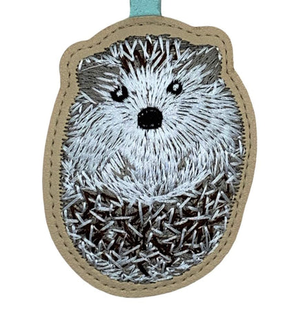 Evenchae Embroidered Cute Hedgehog Keychain, PU Leather, Gift Bag, 4.5"L