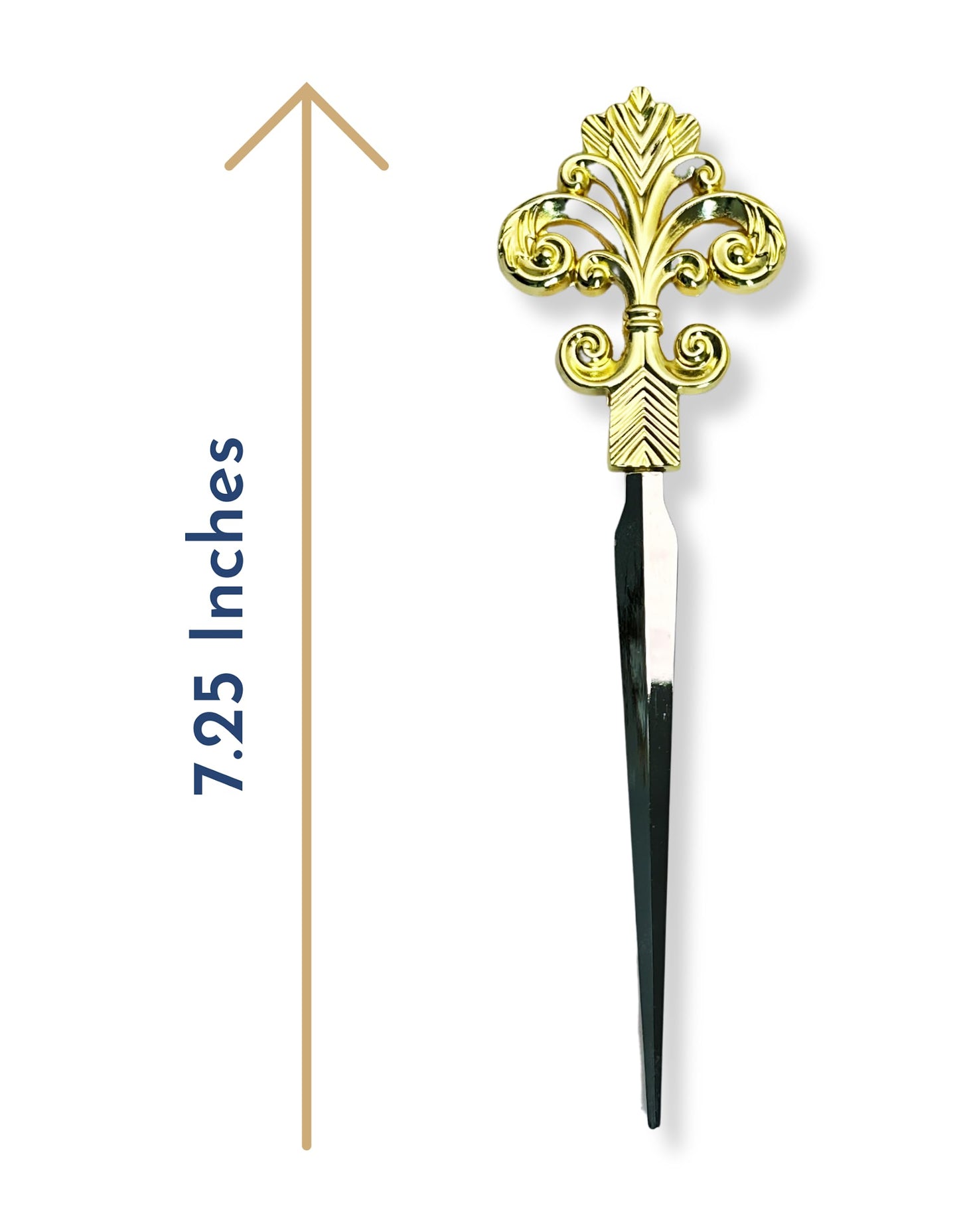 Evenchae Fleur De Lis Letter Opener, Gold & Silver, Gift Box - 7.25 in