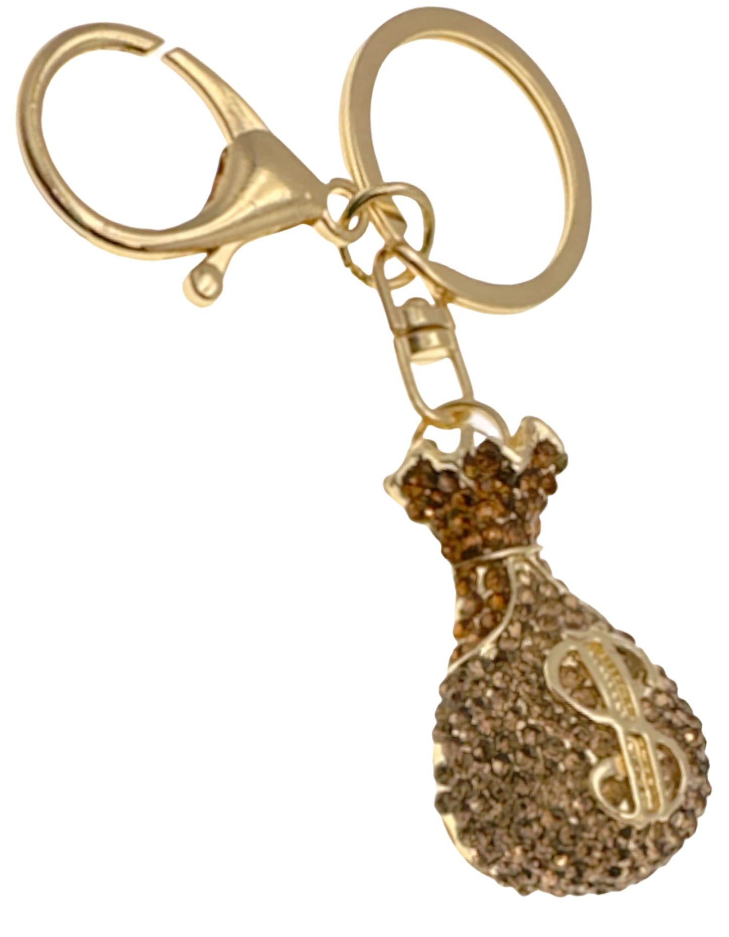 Evenchae Sparkling Keychain Inlaid with Rhinestones, Drawstring Gift Bag, Gold Filigree Back - Purse Jewelry