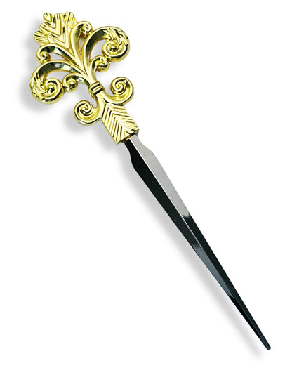 Evenchae Fleur De Lis Letter Opener, Gold & Silver, Gift Box - 7.25 in