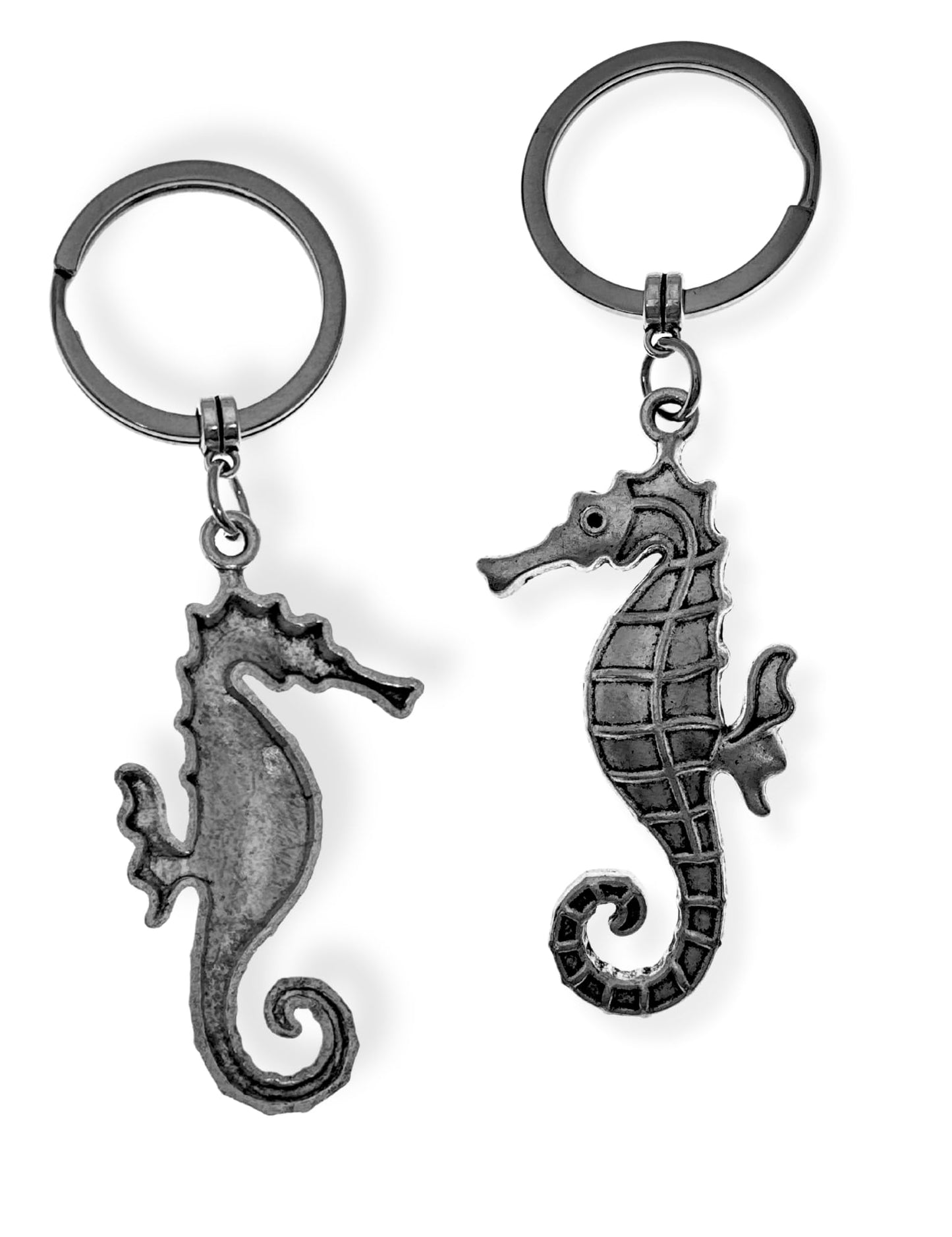 Evenchae Seahorse Keychain - Silver-Tone - Drawstring Gift Bag - Coastal - Sealife 3.75 in Long