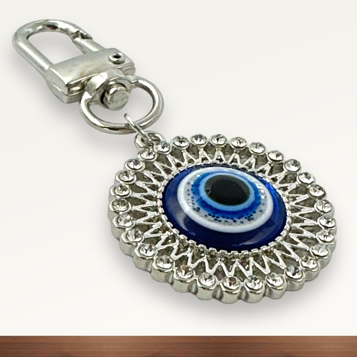 Evenchae Evil Eye Mini Keychain, Filigreed & Rhinestones, Gift Bag, 2.5 in L