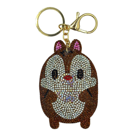 Evenchae Hedgehog Keychain, Sparkling Rhinestones, Plush Back, Gift Bag 5.5"L