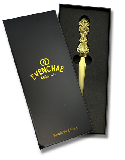 Evenchae Classic Embossed Letter Opener - Antique Gold - Gift Box - 7.25 in