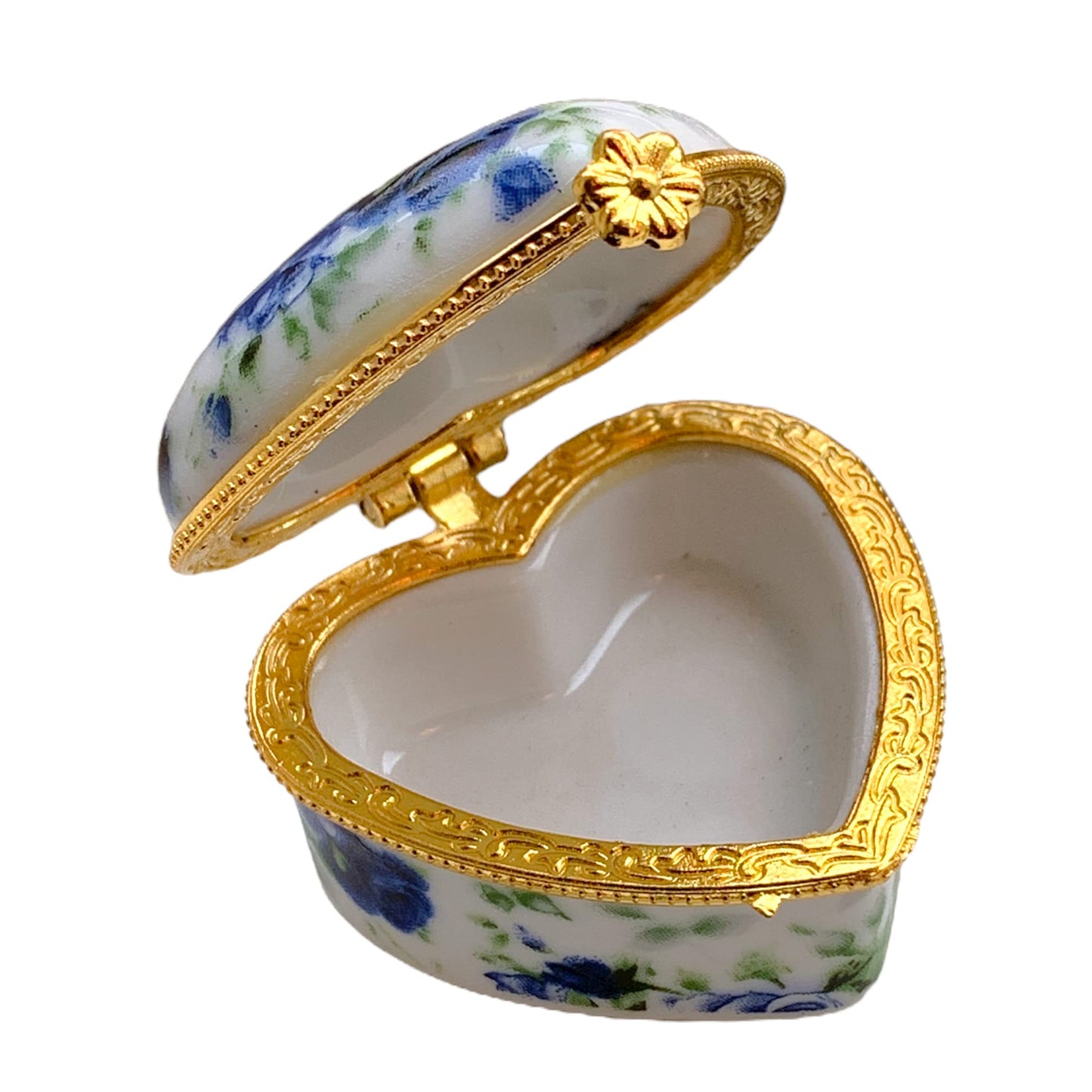 Evenchae Miniature Porcelain Box - for Jewelry, Trinkets, Mementos, Keepsakes - Gift Ready w/Velvet Drawstring Bag