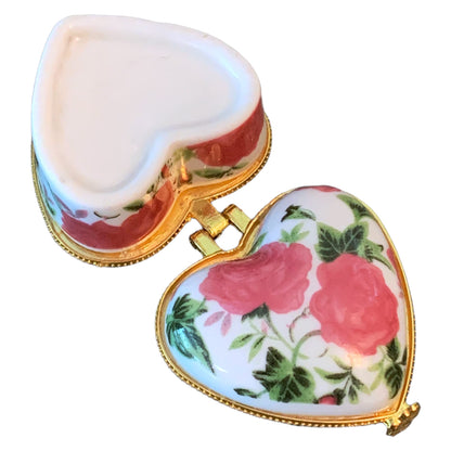 Evenchae Miniature Porcelain Box - for Jewelry, Trinkets, Mementos, Keepsakes - Gift Ready w/Velvet Drawstring Bag