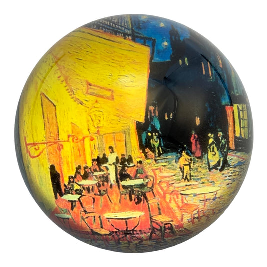 Value Arts Vincent Van Gogh Cafe Terrace at Night Paperweight, Glass Dome, Gift Box, 3" Diameter