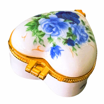 Evenchae Miniature Porcelain Box - for Jewelry, Trinkets, Mementos, Keepsakes - Gift Ready w/Velvet Drawstring Bag