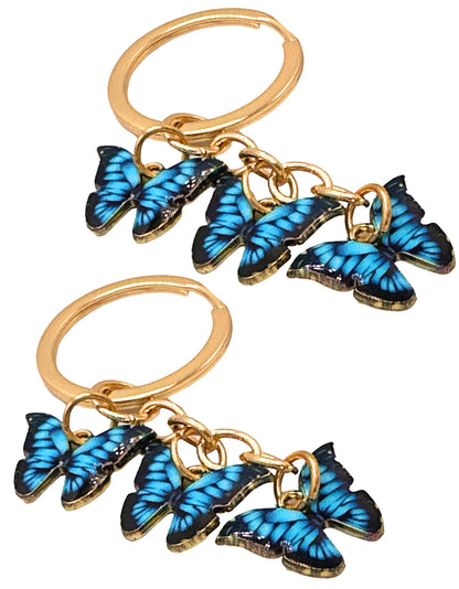 Evenchae Fluttering Blue Butterflies - Drawstring Gift Bags - 3 in Long, Set of 2