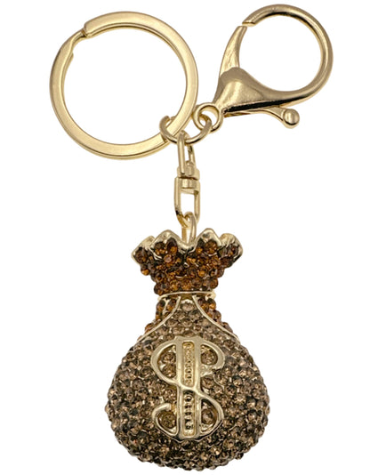 Evenchae Sparkling Keychain Inlaid with Rhinestones, Drawstring Gift Bag, Gold Filigree Back - Purse Jewelry