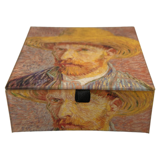 Value Arts Vincent Van Gogh Self Portrait Keepsake Box Jewelry & Trinkets, Beveled Glass, Hinged Lid 4.75" Square