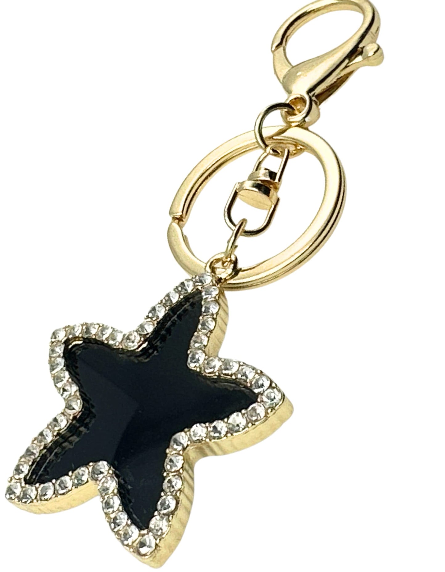 Evenchae Sparkling Keychain Inlaid with Rhinestones, Drawstring Gift Bag, Gold Filigree Back - Purse Jewelry