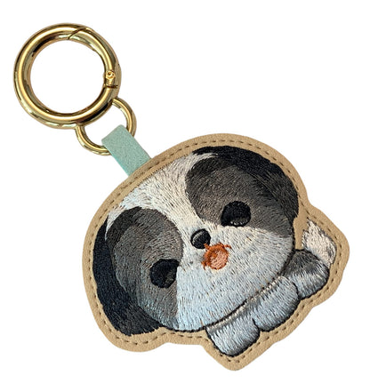 Evenchae Embroidered Puppy Love Keychain, PU Leather, Gift Bag, 4.25"L