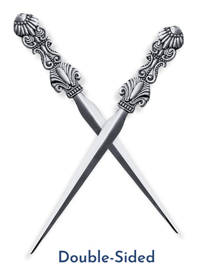 Evenchae Classic Embossed Letter Opener, Silver - Gift Box - 7.25 in