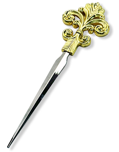 Evenchae Fleur De Lis Letter Opener, Gold & Silver, Gift Box - 7.25 in