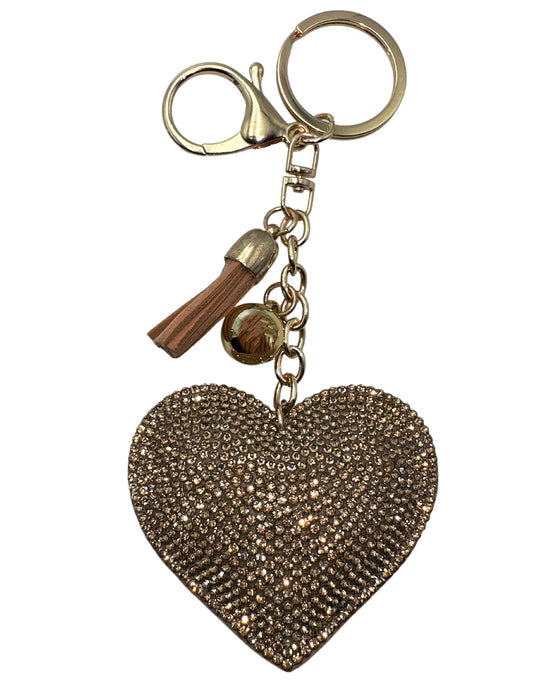 Evenchae Heart Keychain - Bejeweled with Rhinestones - Purse Jewelry - Plush Back - Drawstring Gift Bag, 6.25 in Long