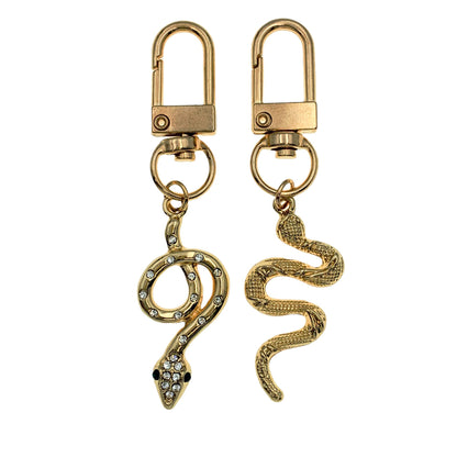 Evenchae Reptile Lovers Keychains, Set of 2 Snakes, Gold-tone, Gift Bag, 2.75" L