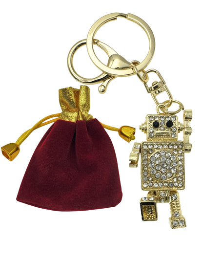 Evenchae Sparkling Keychain Inlaid with Rhinestones, Drawstring Gift Bag, Gold Filigree Back - Purse Jewelry