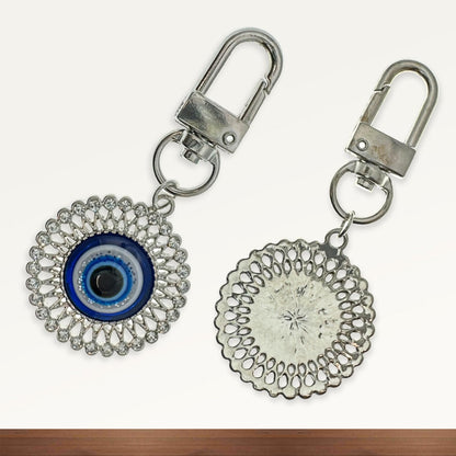 Evenchae Evil Eye Mini Keychain, Filigreed & Rhinestones, Gift Bag, 2.5 in L