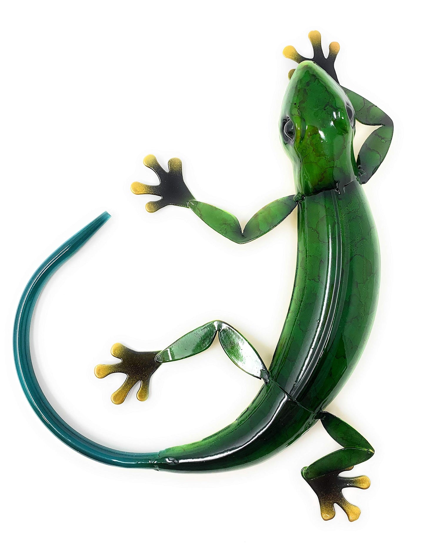 Green Tree Products Green Metal Gecko Sculpture Wall Art, Set of 2 Indoor or Outdoor