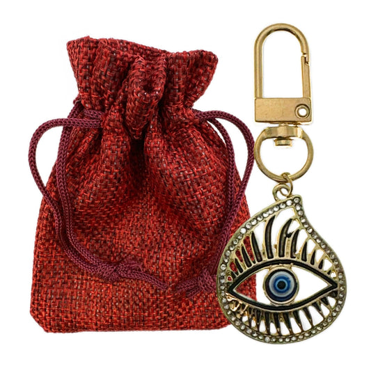 Evenchae Teardrop Evil Eye Keychain, Rhinestones, Gift Bag, 2.5 in L