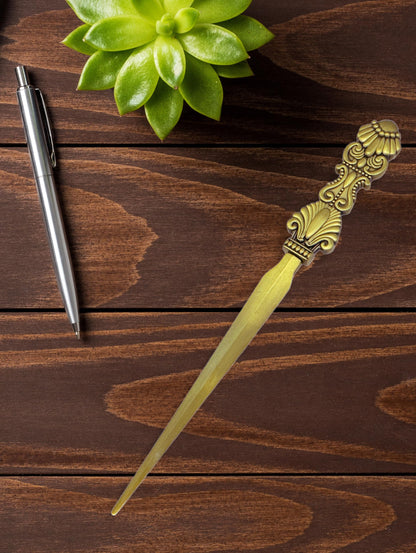 Evenchae Classic Embossed Letter Opener - Antique Gold - Gift Box - 7.25 in