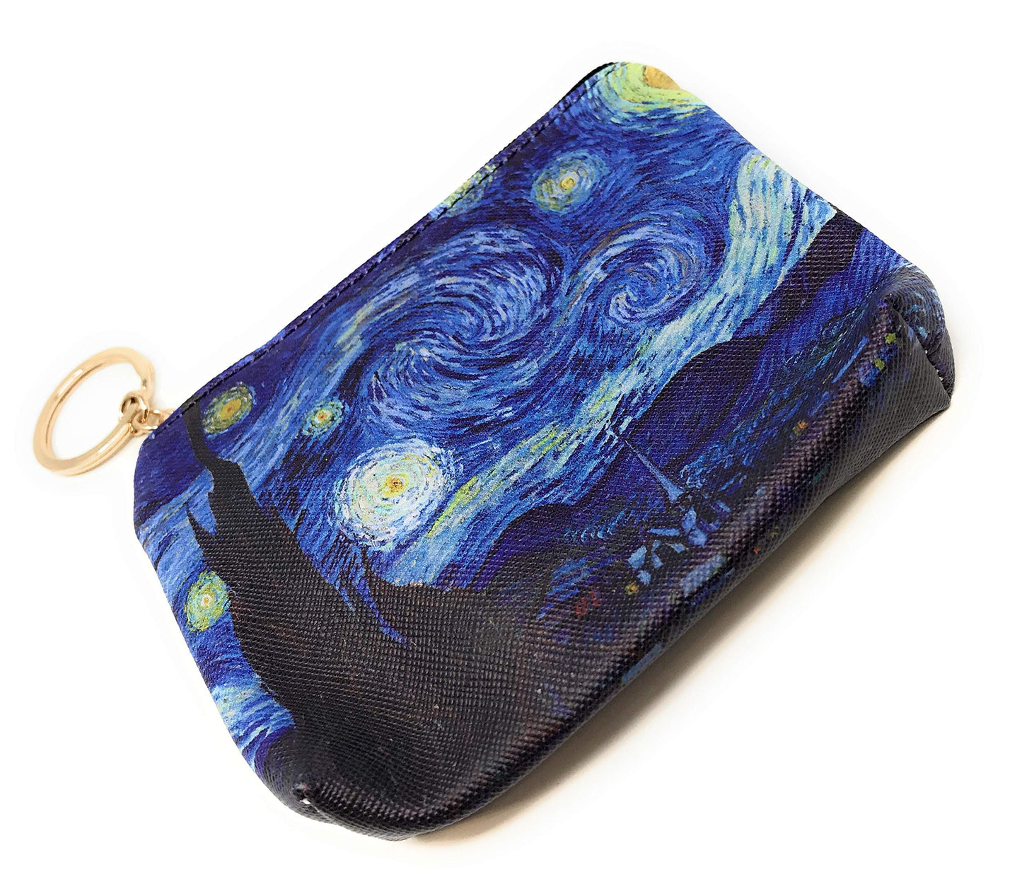 Value Arts Van Gogh Starry Night Coin Purse Pouch with Key Ring