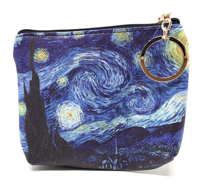 Value Arts Van Gogh Starry Night Coin Purse Pouch with Key Ring