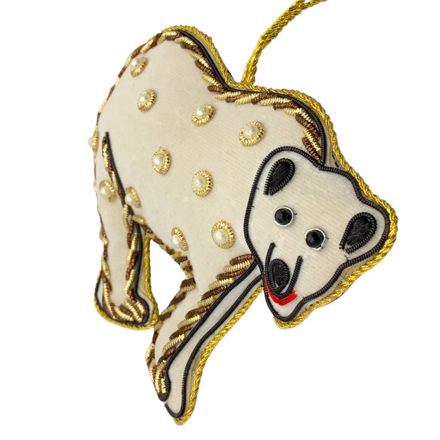 Zari Polar Bear Christmas Ornament, Zardozi Embroidery, Gift Bag