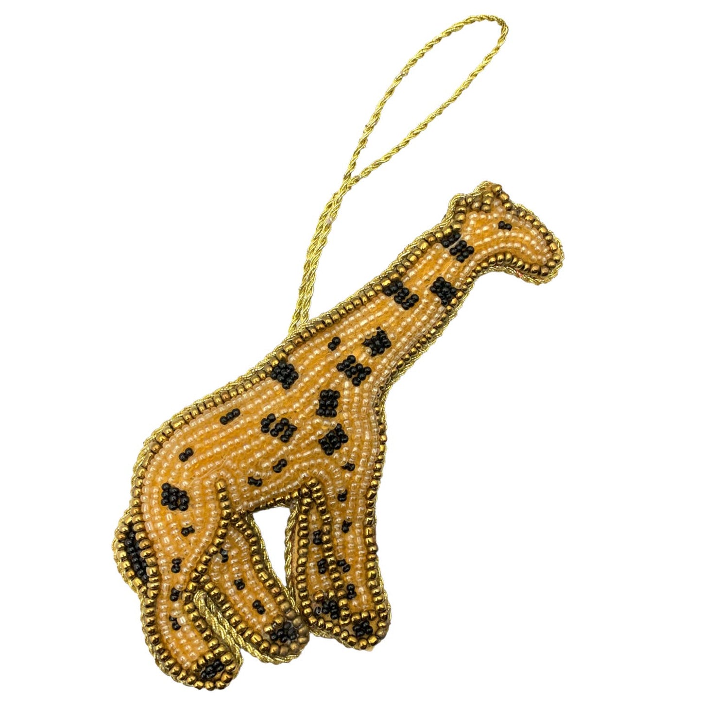 Zari Giraffe Christmas Ornament, Zardozi Embroidery, Gift Bag