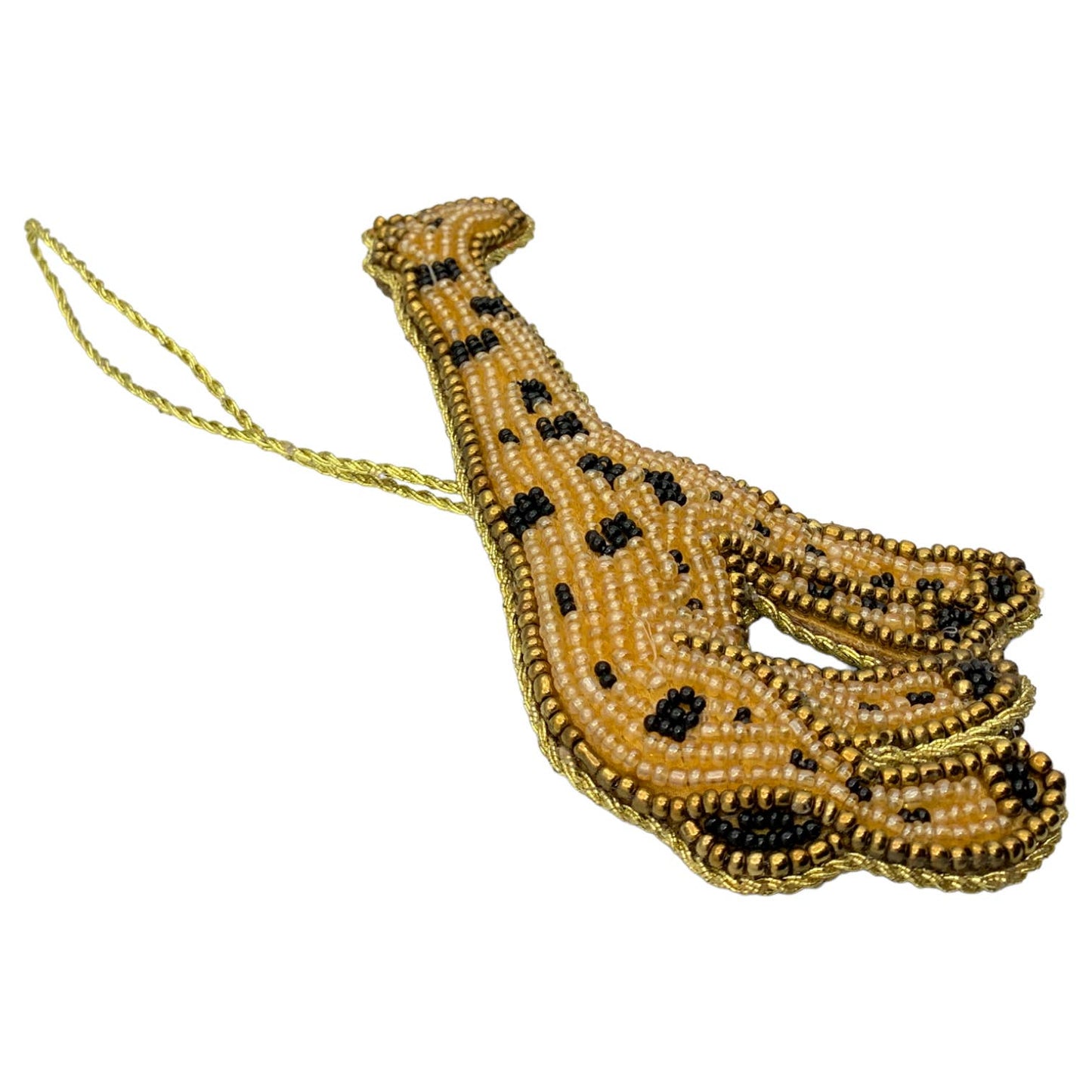 Zari Giraffe Christmas Ornament, Zardozi Embroidery, Gift Bag