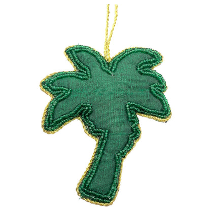 Zari Beaded Palm Tree Christmas Ornament, Zardozi Embroidery, Gift Bag