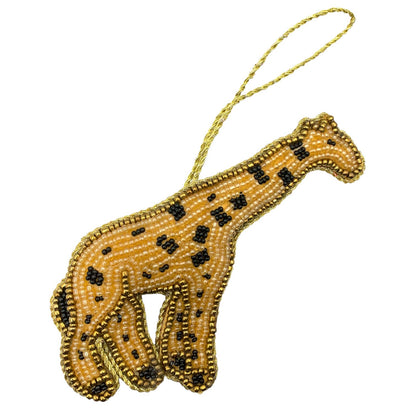 Zari Giraffe Christmas Ornament, Zardozi Embroidery, Gift Bag